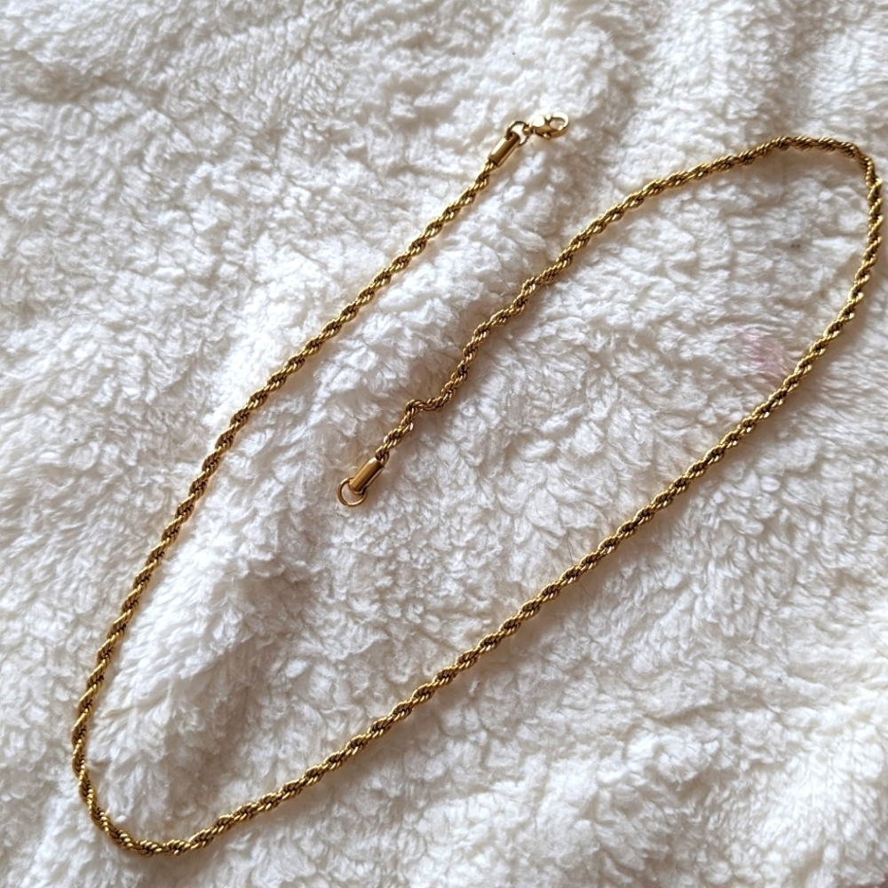 STAINLESS STEEL FLASH GOLD PLATED MENS NECKLACE ROPE CHAIN